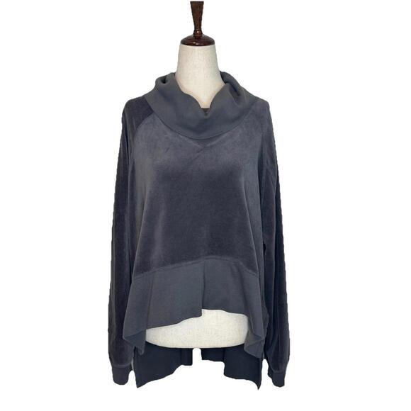 Free People Movement Last Chance Oversize Pullover Sweatshirt M Velour Charcoal - Picture 3 of 9